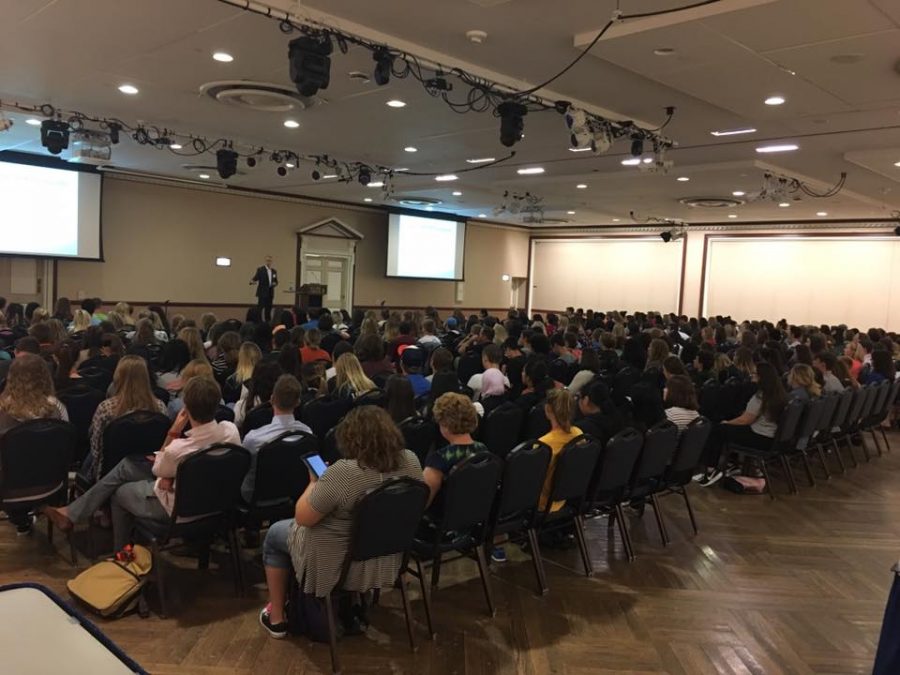 Attendees gather in the Illini Union during the start of the IJEA Fall Conference on Sept. 16.