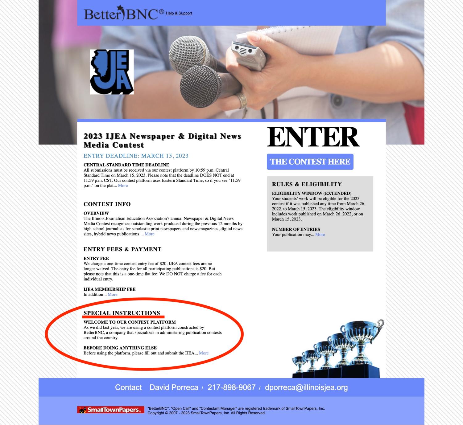 2023 IJEA Newspaper Contest homepage